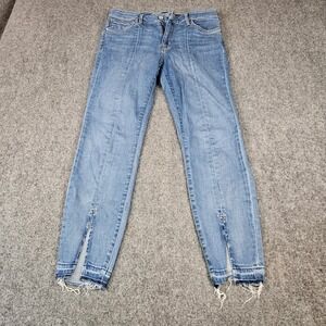 Sanctuary Denim Robbie High Rise Front Seam Split Raw‎ Hem Skinny Jeans Blue 30